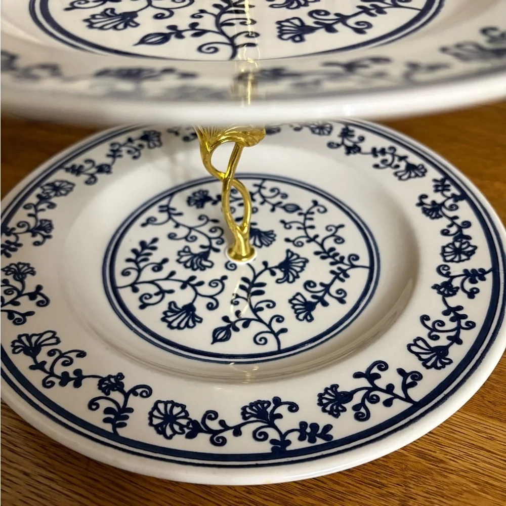 2 Tiered Dessert Stand Homer Laughlin Sturbridge Pattern